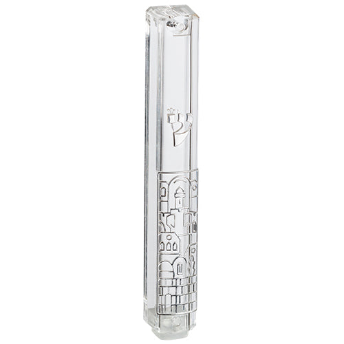 Plastic Mezuzah with Rubber Cork 15cm-Clear with 