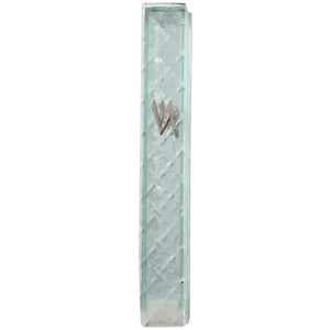 Glass Mezuzah with Silicon Cork 15cm- with "Shattered Glass" Design