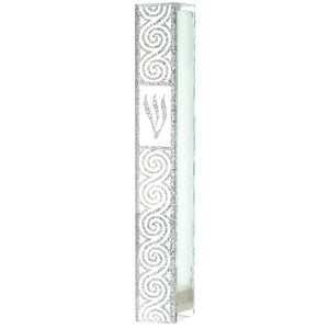 Glass Mezuzah with Silicon Seal 12cm- - with Ornate Design