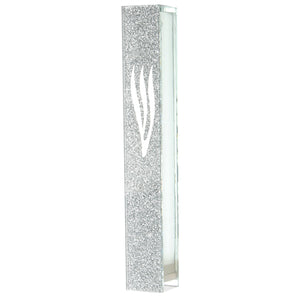 Glass Mezuzah with Silicon Seal 10cm- with Silvered "Shin"