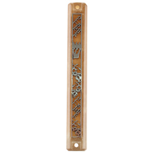 Plastic Mezuzah 12cm "Baruch" Inscribed Plaque- with Rubber Cork - Rust