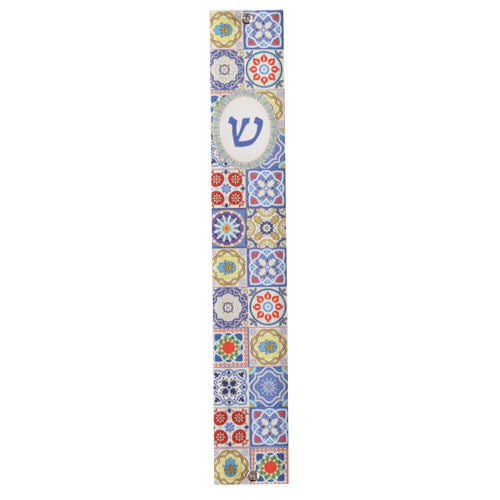 Perspex Mezuzah 10cm with Multicolored Mosaic Print