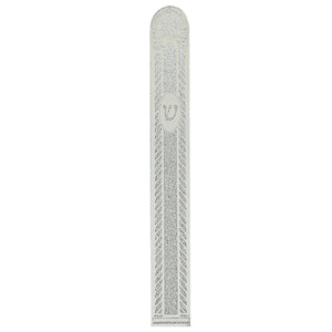 Glass Mezuzah with Silicon Seal 15cm - Crown Motif in Silver