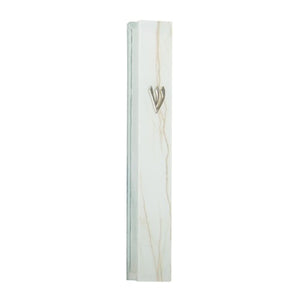 Glass Mezuzah 15cm- White and Gray