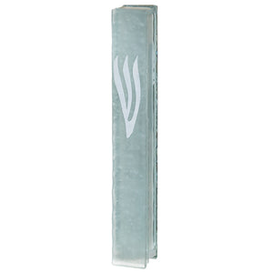 Matte Glass Mezuzah 12 cm with Silicon Stopper- White "Shin"