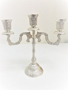 Ornate Silver-Plated Three-Branch Candelabra 23 cm