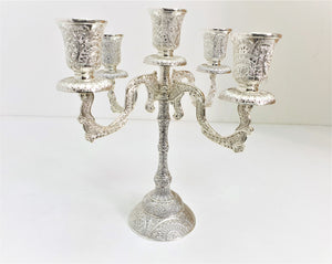 Ornate Silver-Plated Five-Branch Candelabra 23 cm