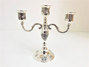 Traditional Silver-Plated Three-Branch Candelabra 23 cm