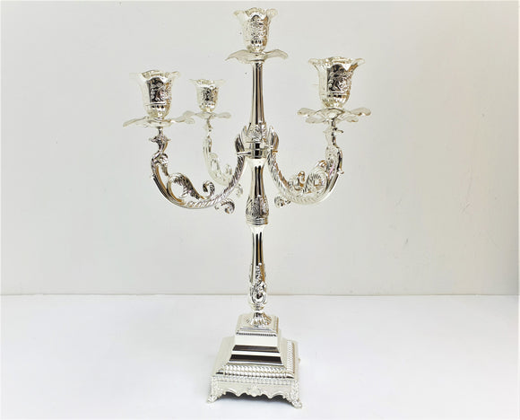 Extra-Large Traditional Silver-Plated Five-Branch Candelabra 47 cm