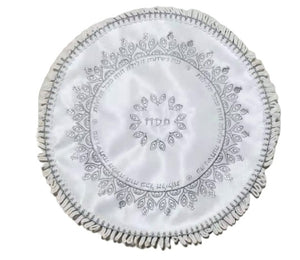 Embroidered White Satin Matzah Cover 40 cm - Ornate