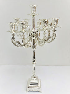 Extra-Large Traditional Silver-Plated Nine-Branch Candelabra 60 cm