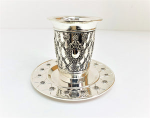 Silver-Plated Kiddush Cup 12 cm - Pearls