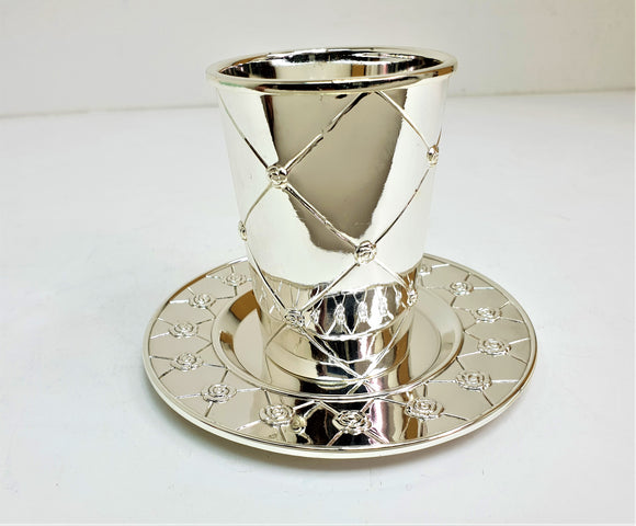 Silver-Plated Kiddush Cup 12 cm - Squares