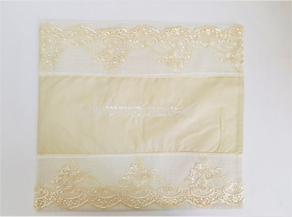 White Linen Challah Cover 52 x 45 - Cream