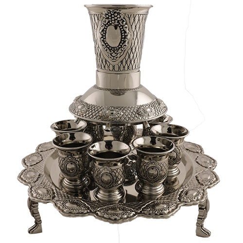 Nickel Plated Wine Divider with 3 Legs and Kiddush Cups