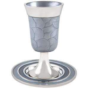 Aluminium Kiddush Cup 15 cm with Saucer- Silver Color