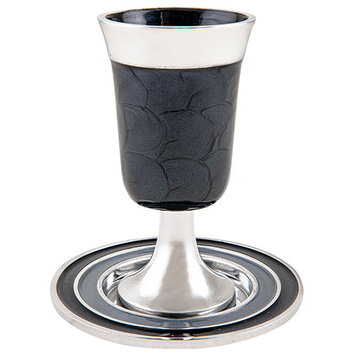 Aluminium Kiddush Cup 15 cm with Saucer- Gray