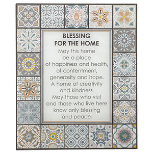 Reinforced Glass Blessing for Wall Hanging - English "Home Blessing" 36X30 cm