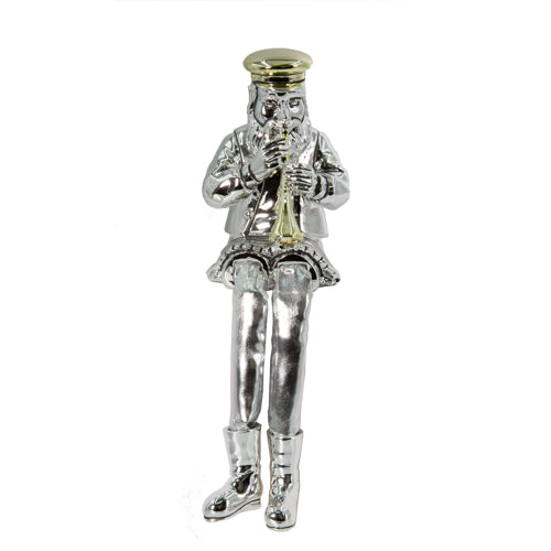 Silvered Polyresin Hassidic Figurine with Cloth Legs 25 cm- Clarinet Player