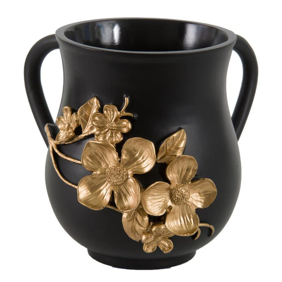 Elegant Polyresin Washing Cup 14 cm - Flowers