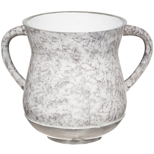Elegant Aluminum Washing Cup 11 cm -Gray & White Marble