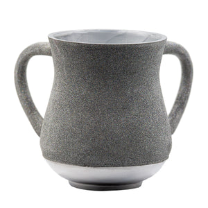Elegant Aluminum Washing Cup 13 cm - In Silver & Gray Glitter Coating