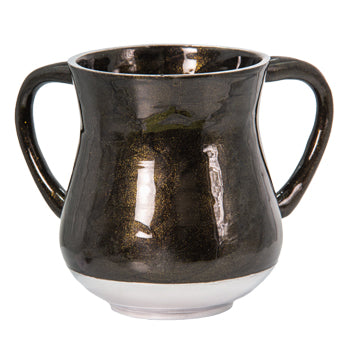 Elegant Aluminium Washing Cup 13 cm with Gold Sparkling in Dark Green & Black