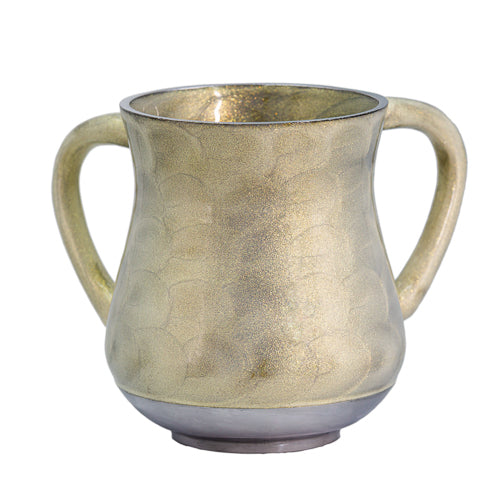 Elegant Aluminium Washing Cup 13 cm with Gold Sparkling in Pearl
