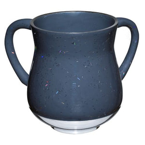 Elegant Dark Gray Aluminium Washing Cup 13 cm with Sparkling Silver Stripes
