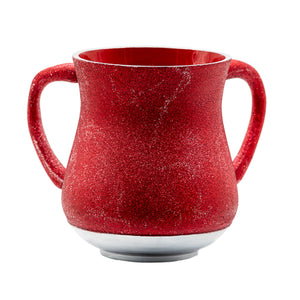 Elegant Aluminium Washing Cup 13 cm - In Bordeaux Glitter Coating