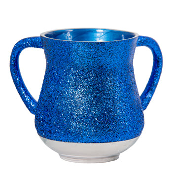 Elegant Aluminum Washing Cup 13 cm - In Blue Glitter Coating