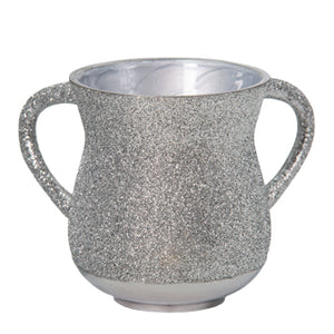 Elegant Aluminum Washing Cup 11 cm - In Silver Glitter Coating