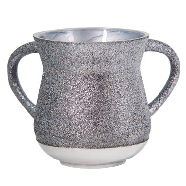 Elegant Aluminum Washing Cup 11 cm - In Silver & Gray Glitter Coating