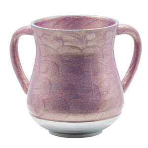 Elegant Aluminium Washing Cup 13 cm with Gold Sparkling in Lilac & Pink