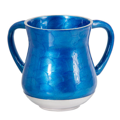 Elegant Aluminium Washing Cup 13 cm with Sparkling Blue