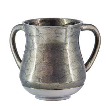 Elegant Aluminium Washing Cup 13 cm with Gold Sparkling in Silver