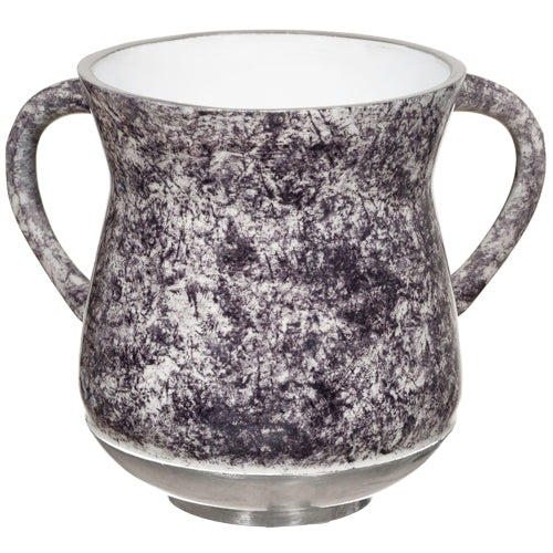 Elegant Aluminum Washing Cup 11 cm - Black, Gray & White Marble