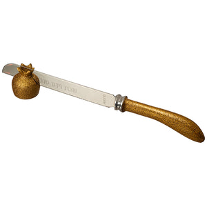 Aluminum Knife "Shabbat and Holiday" 30 cm with Pomegranate Stand - Gold