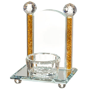 CRYSTAL HOLDER FOR MEMORY CANDLE SILVER STONES 17x12 CM