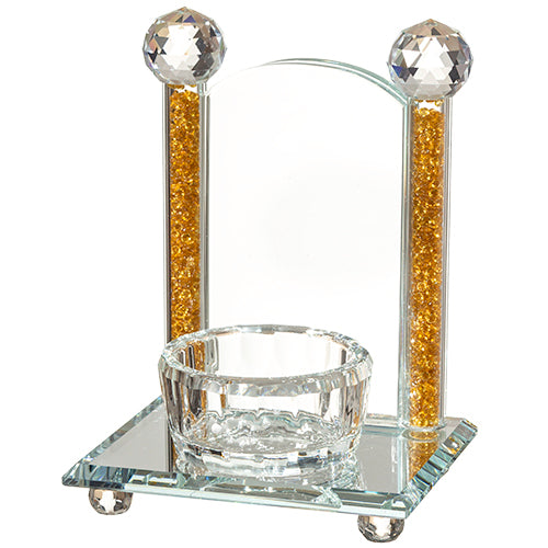 CRYSTAL HOLDER FOR MEMORY CANDLE SILVER STONES 17x12 CM