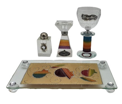 Crystal Havdalah Set with Lace Effect - Multicolored