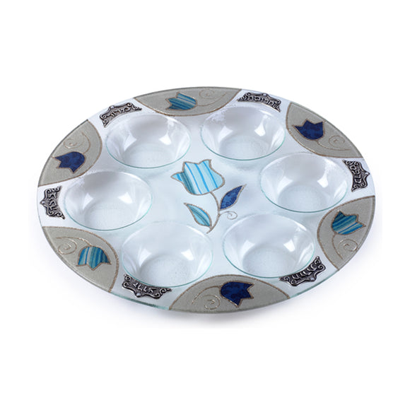 Blue Tulips Passover Plate