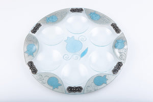 Pale Blue Pomegranate Passover Plate