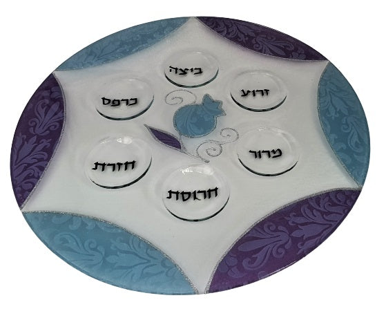 Star of David Passover Plate - Blue & Purple