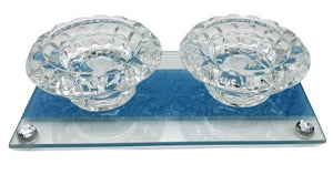 Crystal Travel Candlesticks Set - Blue Lace