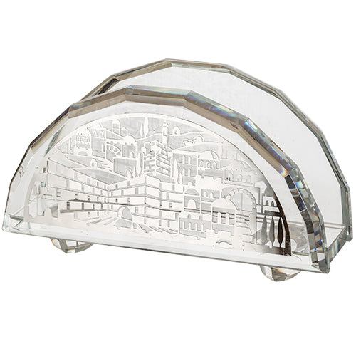 Jerusalem Crystal Napkin Holder with Plate 8x14 cm