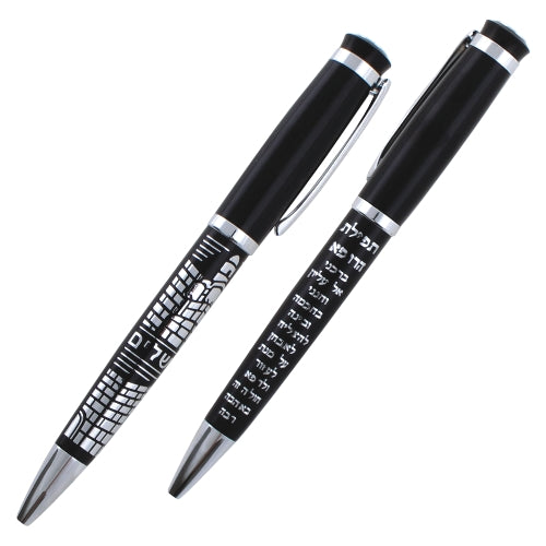 Elegant Black Pen Inscribed with Silver 