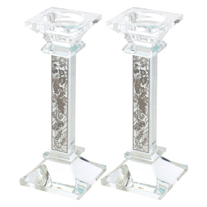 Crystal Candlesticks 18cm- with 7 Species Plaque