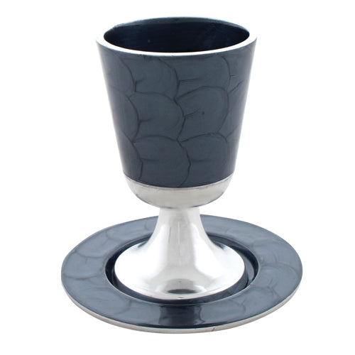 Aluminium Kiddush Cup 11 cm with Saucer- Gray