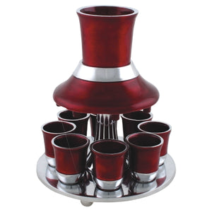 Aluminium Wine Divider with 8 Kiddush Cups 21cm- Burgundy